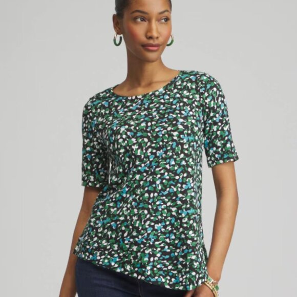 NWT Chico's Tencel Asymmetrical Hem Shirt Blue Green Size XXL / 20 22 Casual - Picture 1 of 9